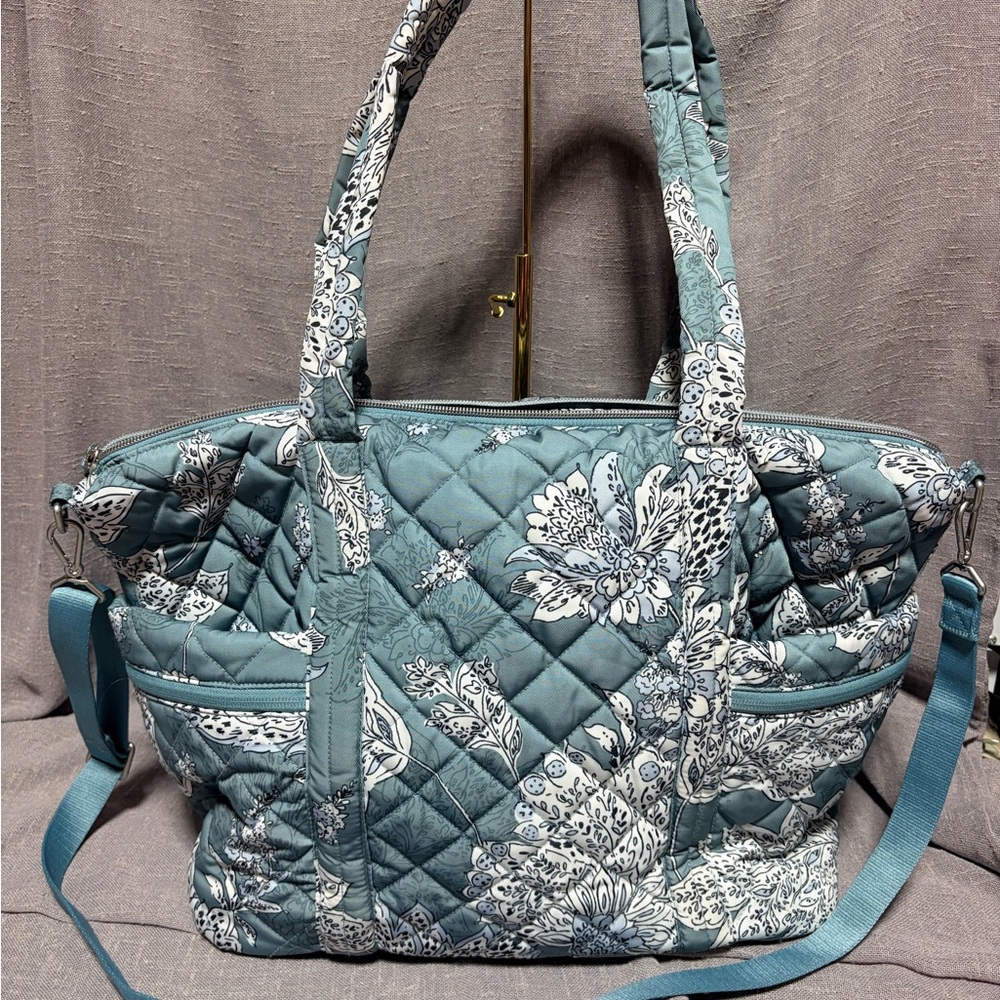 Vera Bradley Quilted Floral Tote Bag in Teal Blue - Picture 2 of 7